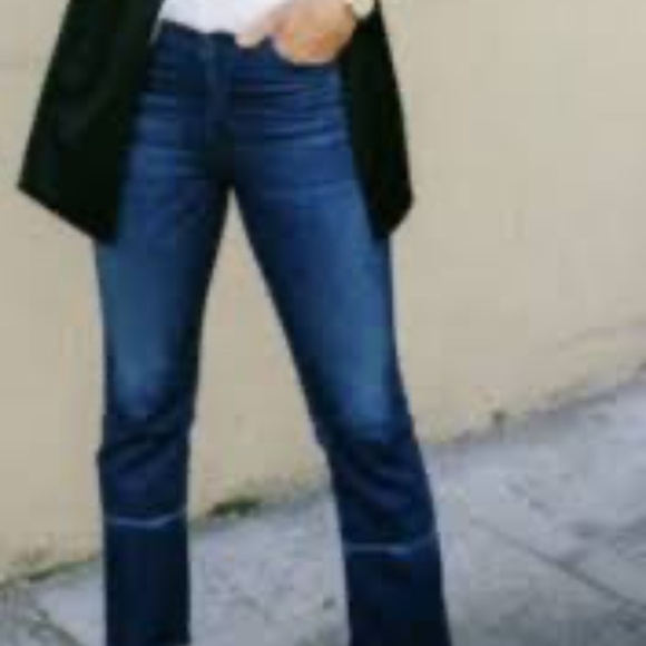 AYR Women's Size 29x28" The Aloe Orchids/Dark Wash Straight Leg Frayed Hem Jeans - Picture 2 of 14